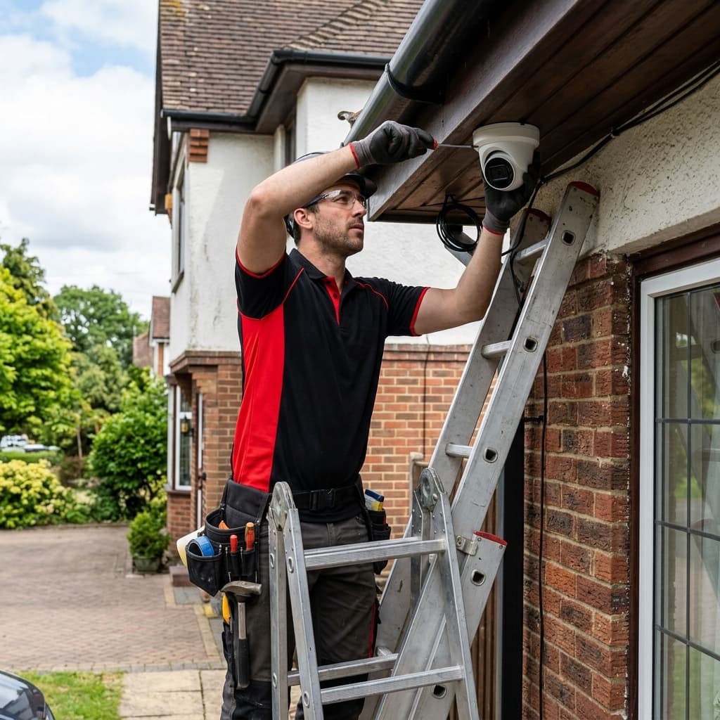 Nexasec licensed technician completing CCTV installation in Victoria